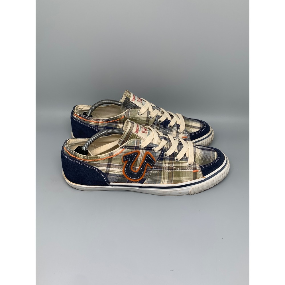True Religion Brand Jeans Plaid Low Top Sneakers TR118115-E37 Men's Sz 11
